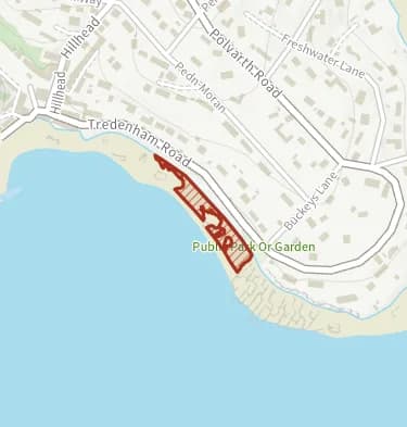 Map of Summer’s Beach: the stretch where dogs are banned 1 July to 31 August is hatched in brick.